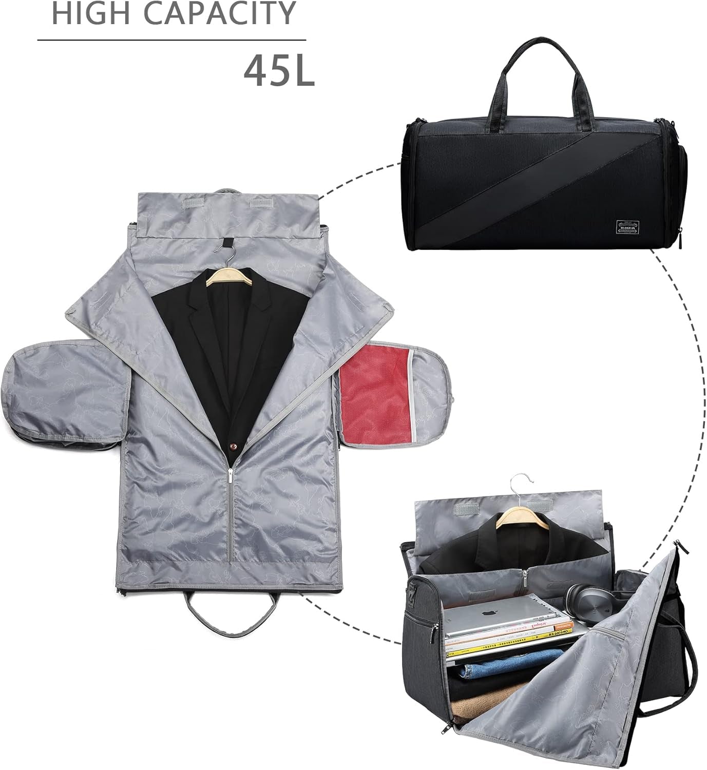 Garment Bags for Travel,Carry on Suit Bags for Men Travel,Garment Bag with Shoe Compartment,2 in 1 Waterproof Convertible Garment Bag with Shoulder Strap Blue