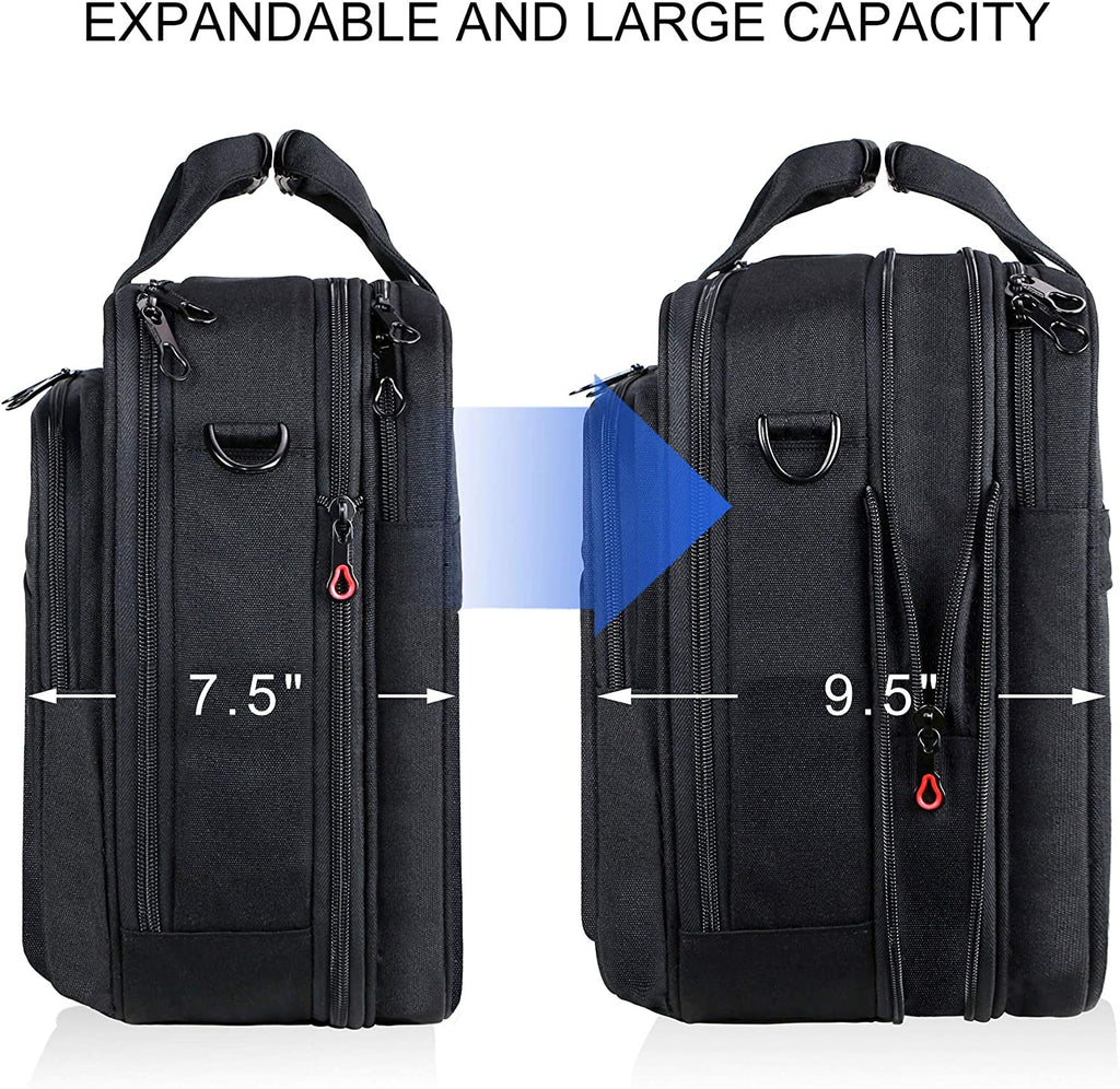 Laptop Bag Expandable Laptop Briefcase Fits up to 17.3 Inch Laptop Water-Repellent Shoulder Messenger Bag Computer Bag for Travel/Business/Men/Women-Black