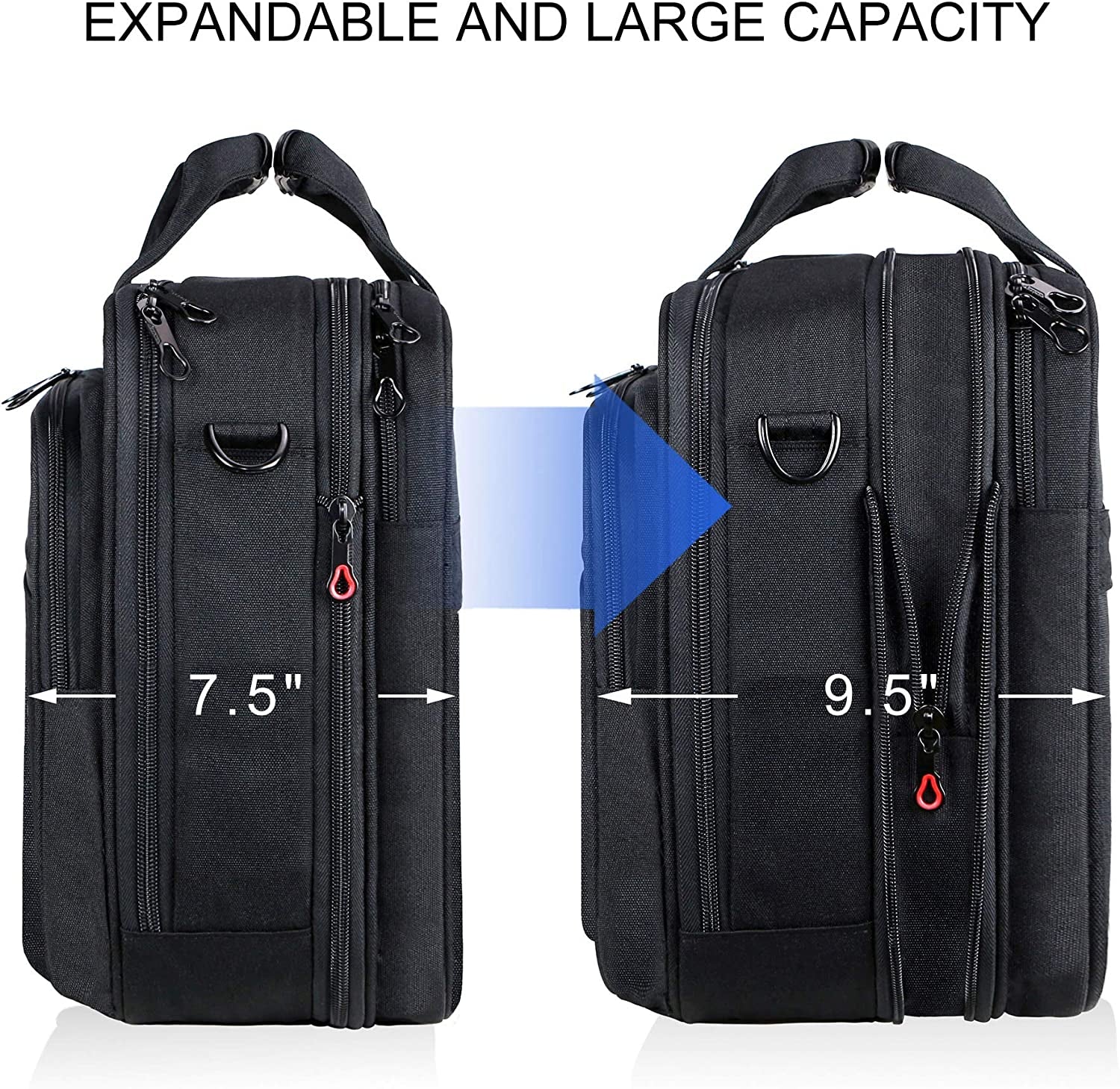 Laptop Bag Expandable Laptop Briefcase Fits up to 17.3 Inch Laptop Water-Repellent Shoulder Messenger Bag Computer Bag for Travel/Business/Men/Women-Black