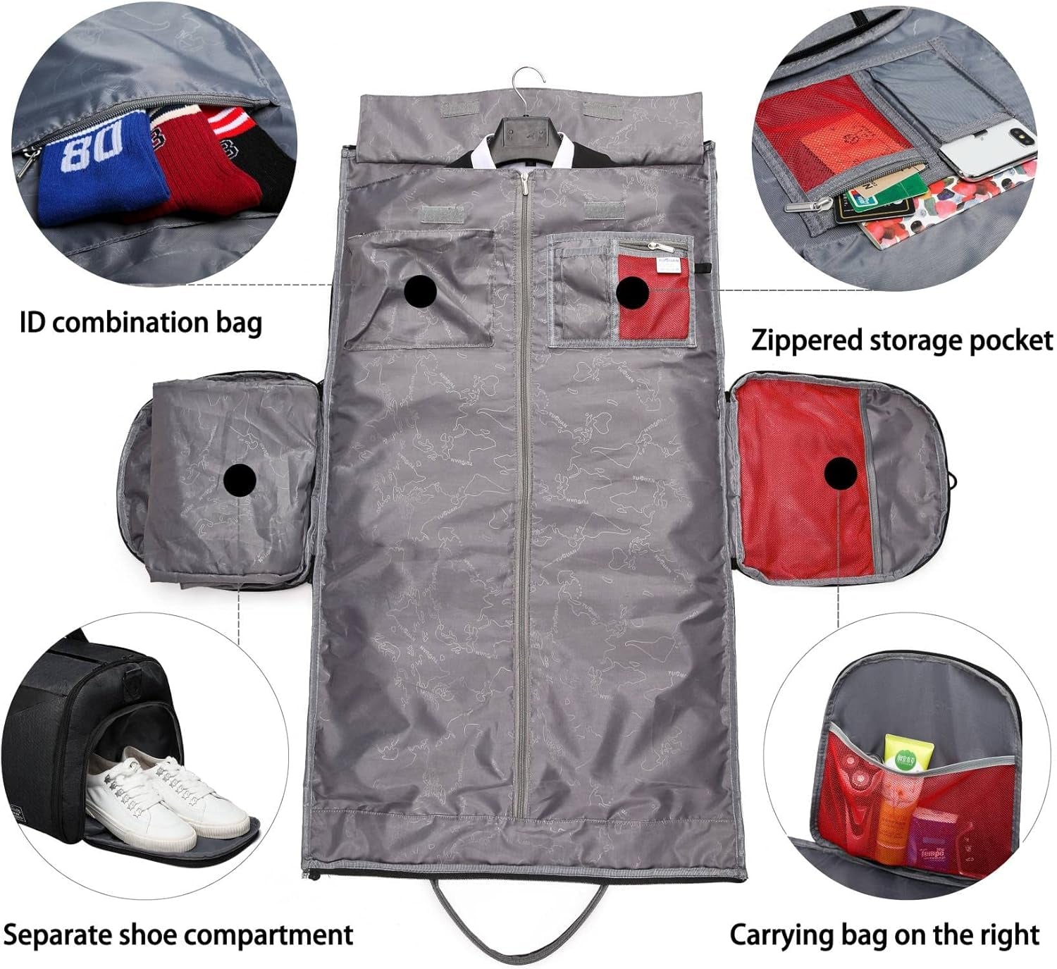Garment Bags for Travel,Carry on Suit Bags for Men Travel,Garment Bag with Shoe Compartment,2 in 1 Waterproof Convertible Garment Bag with Shoulder Strap Blue