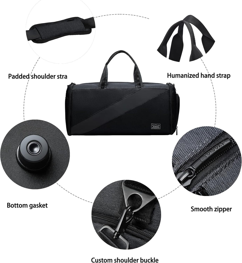 Garment Bags for Travel,Carry on Suit Bags for Men Travel,Garment Bag with Shoe Compartment,2 in 1 Waterproof Convertible Garment Bag with Shoulder Strap Blue