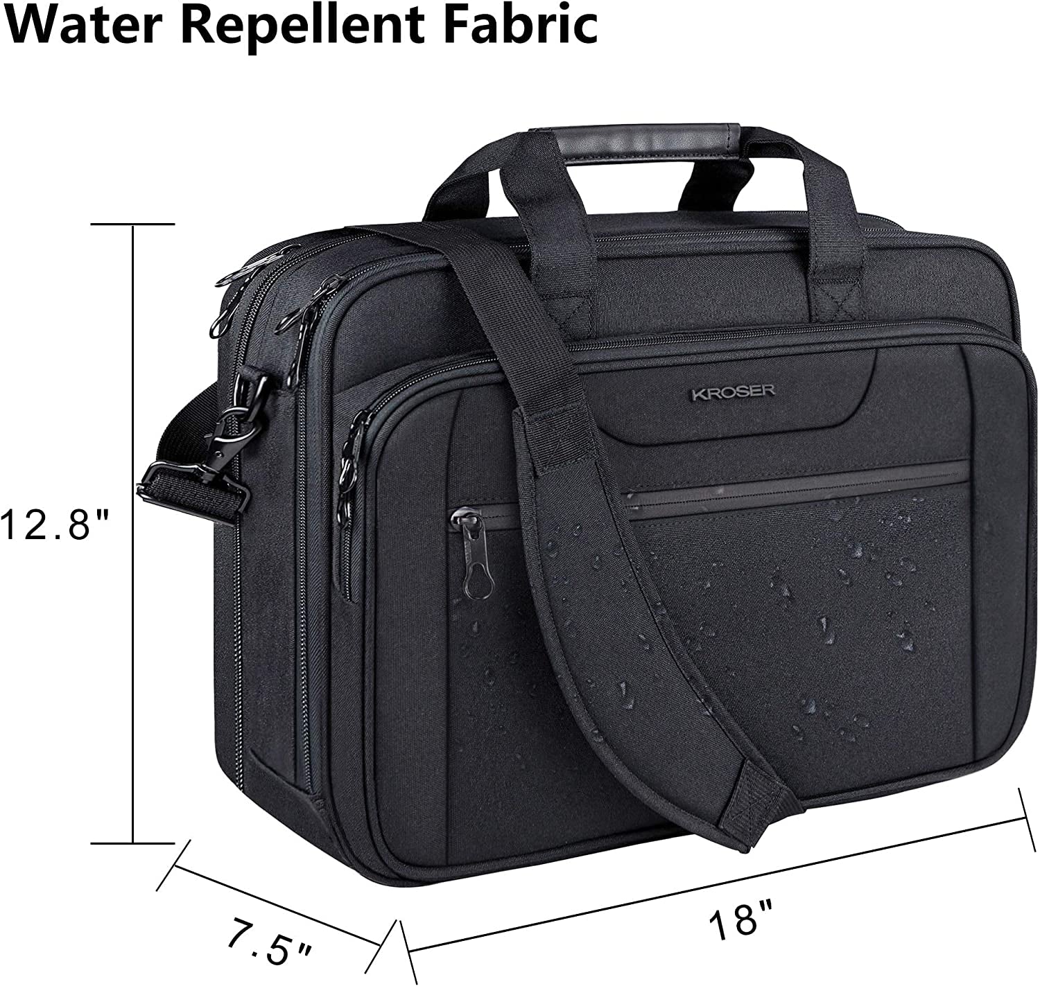 Laptop Bag Expandable Laptop Briefcase Fits up to 17.3 Inch Laptop Water-Repellent Shoulder Messenger Bag Computer Bag for Travel/Business/Men/Women-Black