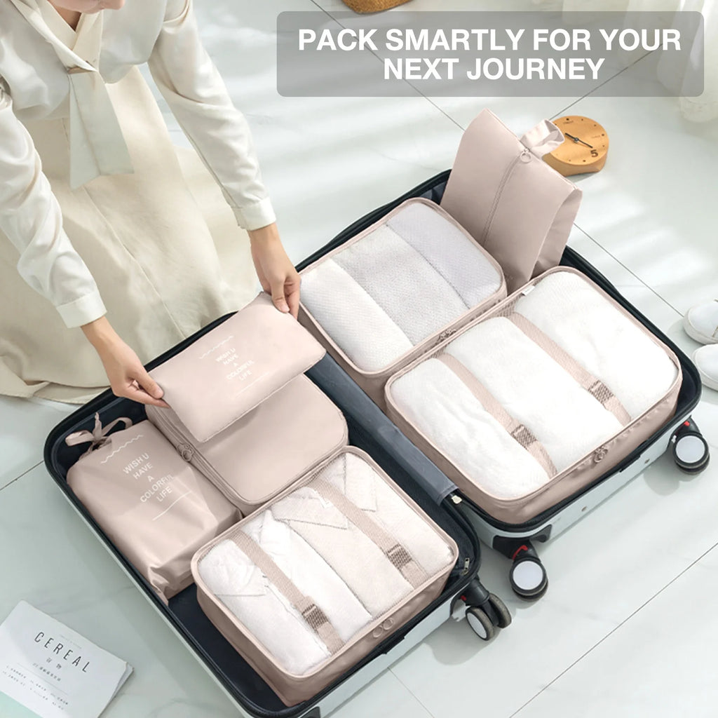 8Pcs Packing Cubes for Luggage , Travel Packing Organizers Packing Cubes for Travel (Beige)