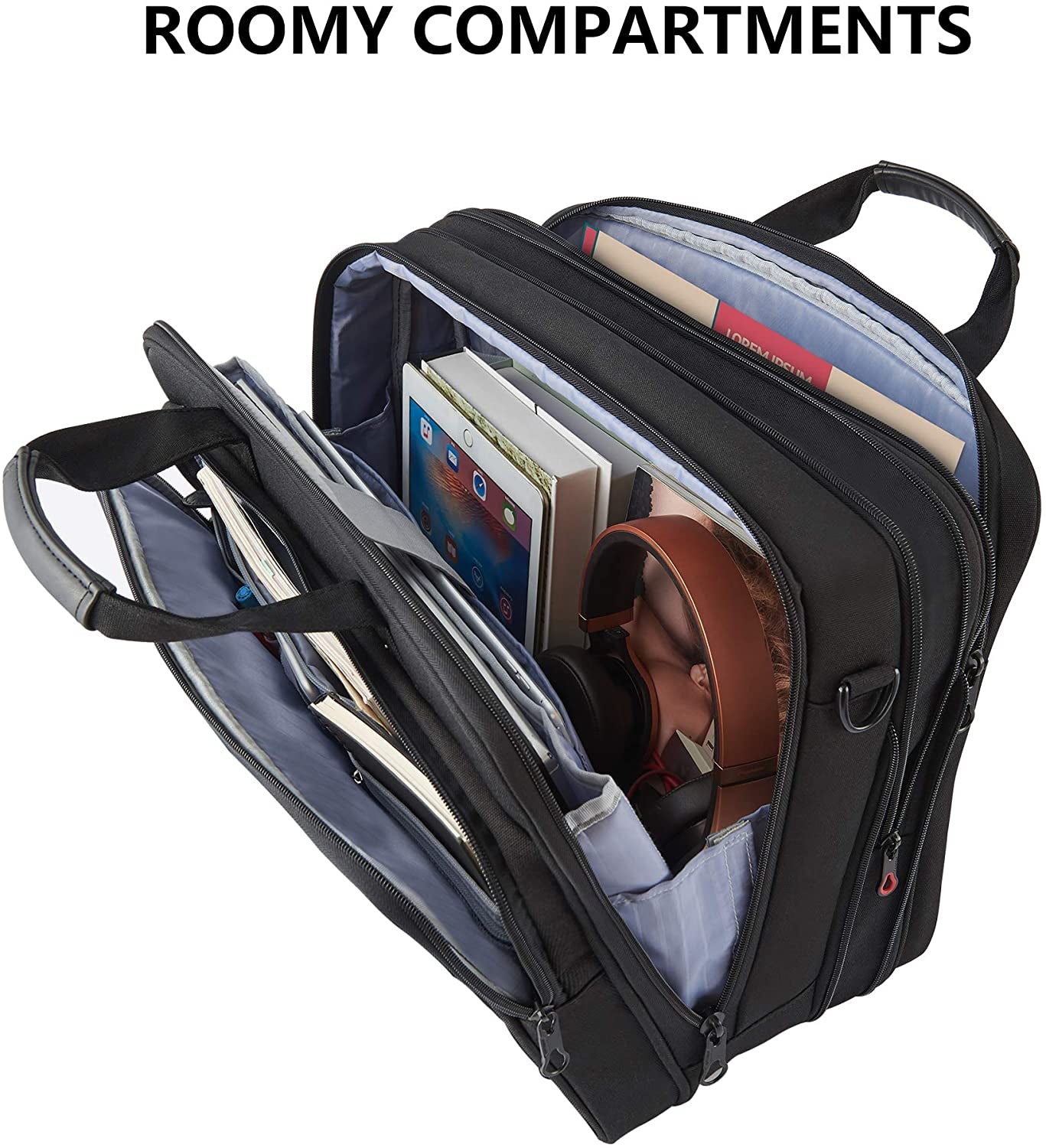 Laptop Bag Expandable Laptop Briefcase Fits up to 17.3 Inch Laptop Water-Repellent Shoulder Messenger Bag Computer Bag for Travel/Business/Men/Women-Black