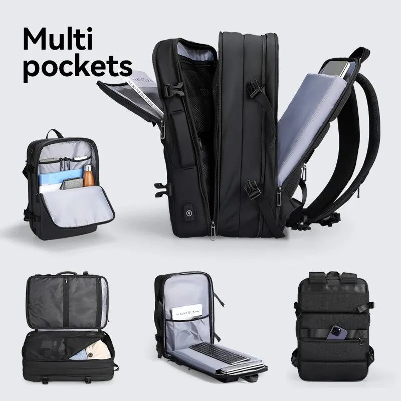 Large Travel Backpack Men Multi-Functional 39L Expandable Airline Approved 17.3Inch Laptop Backpack Ykk Zipper