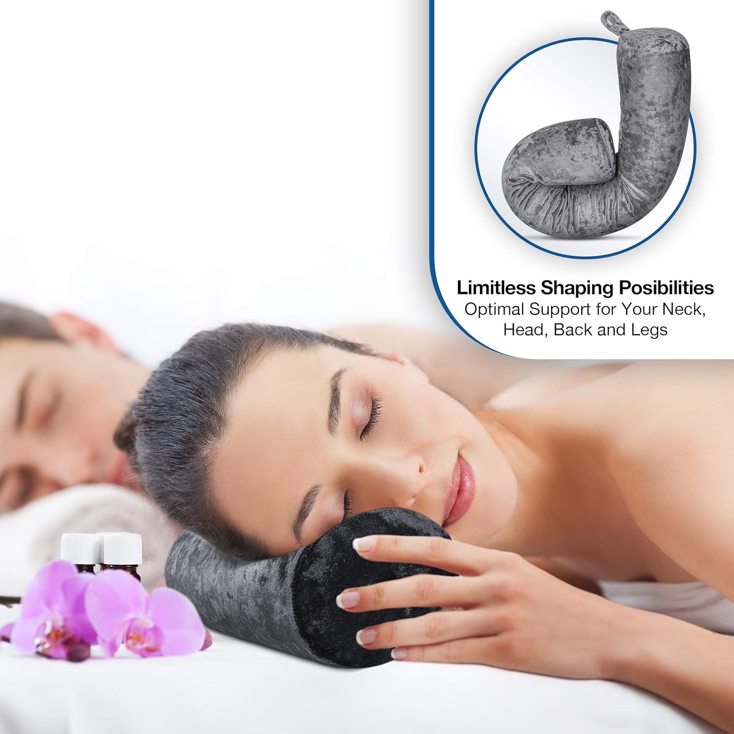 Flex Universal Memory Foam Travel Neck and Body Pillow - Grey